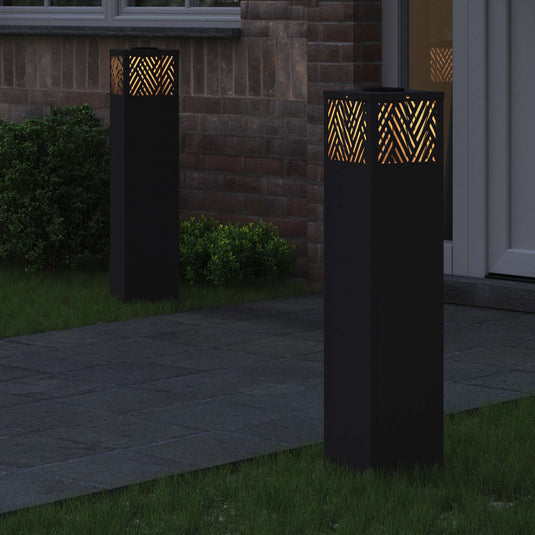 Vidaxl solar led pad licht 2 pcs zwart koudgewalst staal