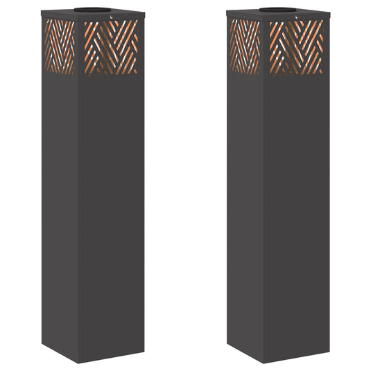 Vidaxl solar led pad licht 2 pcs zwart koudgewalst staal