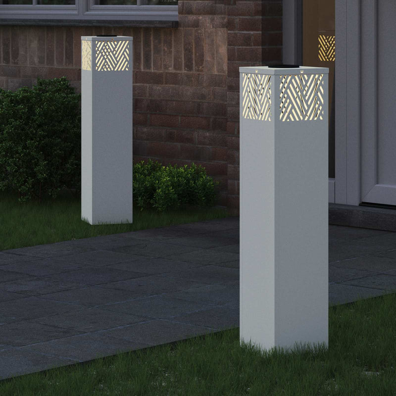 Afbeelding laden in galerijviewer, Vidaxl solar led pad licht 2 pcs wit koudgewalst staal

