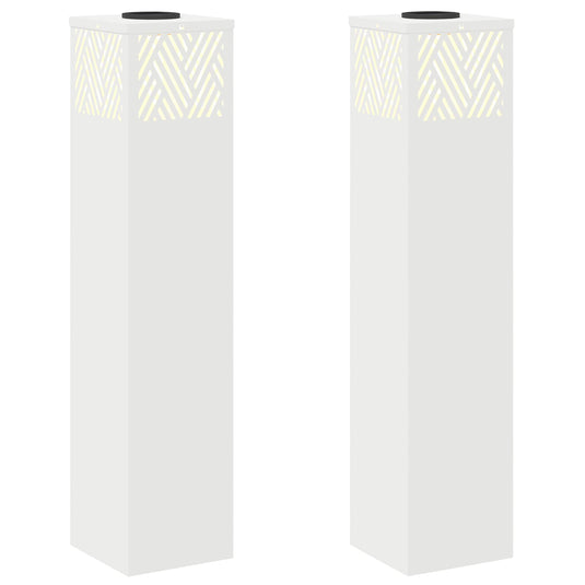 Vidaxl solar led pad licht 2 pcs wit koudgewalst staal