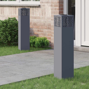 Vidaxl solar led pad licht 2 pcs antraciet koudgewalst staal