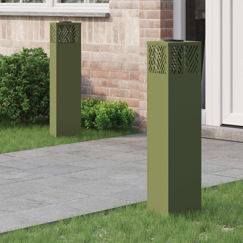 Afbeelding laden in galerijviewer, Vidaxl solar led pad licht 2 pcs olijf groen koudgewalst staal
