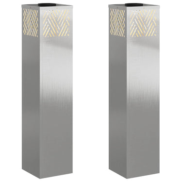 Vidaxl solar led pad licht 2 pcs zilver roestvrij staal