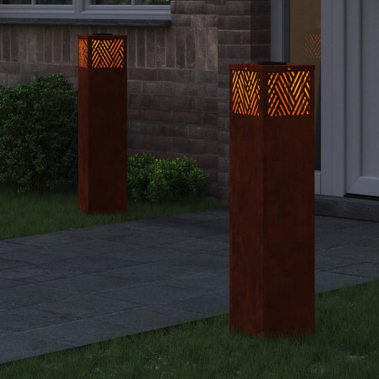 Vidaxl solar led pad licht 2 pcs brons cortenstaal
