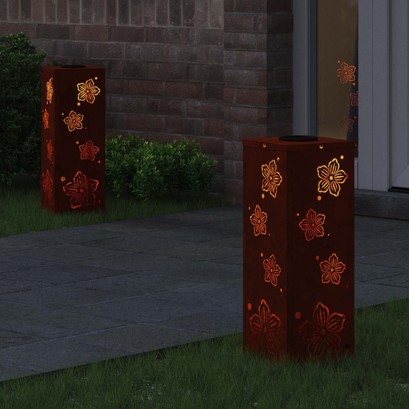 Afbeelding laden in galerijviewer, Vidaxl solar led pad licht 2 pcs roestig cortenstaal
