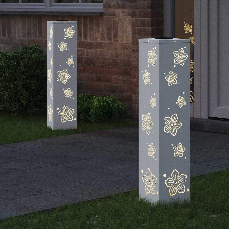 Afbeelding laden in galerijviewer, Vidaxl solar led pad licht 2 pcs wit koudgewalst staal

