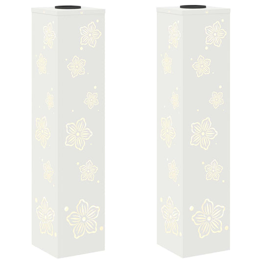 Vidaxl solar led pad licht 2 pcs wit koudgewalst staal