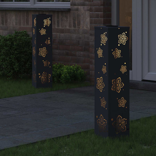 Vidaxl solar led pad licht 2 pcs antraciet koudgewalst staal