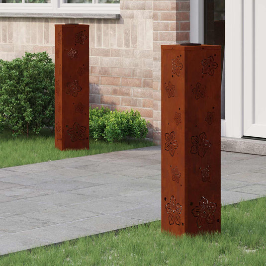 Vidaxl solar led pad licht 2 pcs roestig cortenstaal