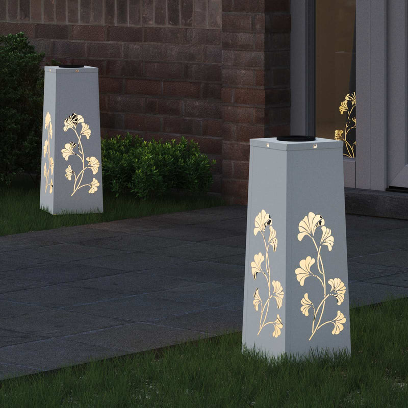 Afbeelding laden in galerijviewer, Vidaxl solar led pad licht 2 pcs wit koudgewalst staal
