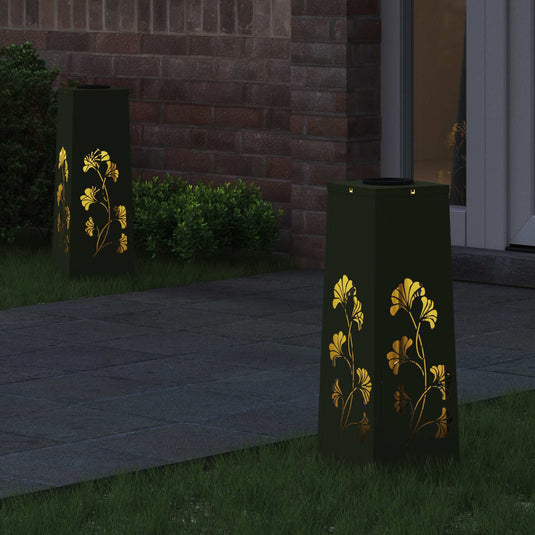 Vidaxl solar led pad licht 2 pcs olijf groen koudgewalst staal