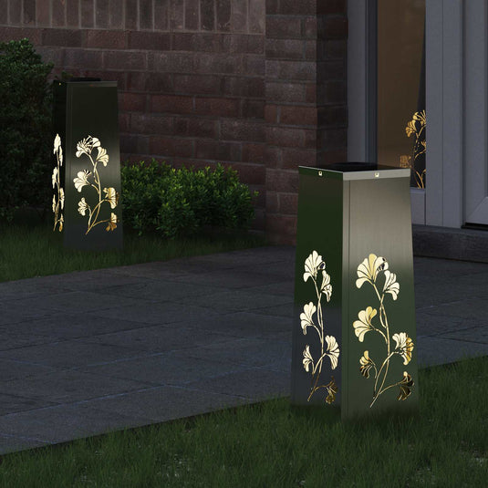 Vidaxl solar led pad licht 2 pcs zilver gegalvaniseerd staal