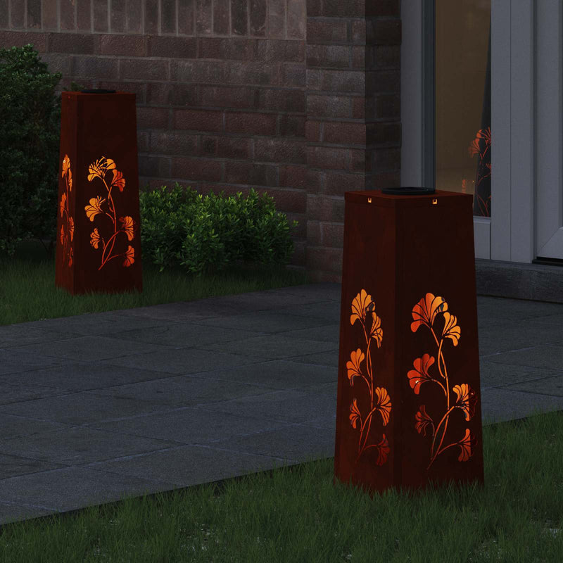 Afbeelding laden in galerijviewer, Vidaxl solar led pad licht 2 pcs roestig cortenstaal
