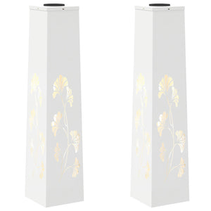 Vidaxl solar led pad licht 2 pcs wit koudgewalst staal