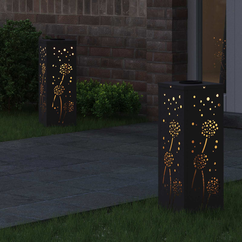 Afbeelding laden in galerijviewer, Vidaxl solar led pad licht 2 pcs zwart koudgewalst staal
