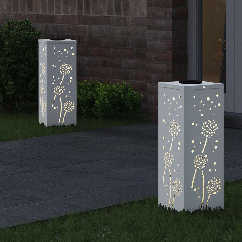 Afbeelding laden in galerijviewer, Vidaxl solar led pad licht 2 pcs wit koudgewalst staal
