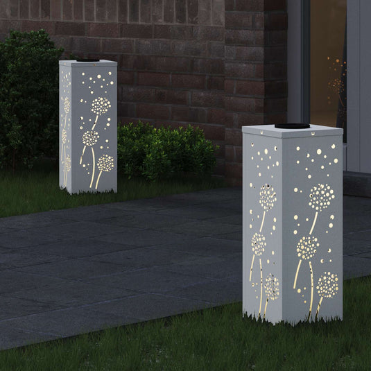 Vidaxl solar led pad licht 2 pcs wit koudgewalst staal