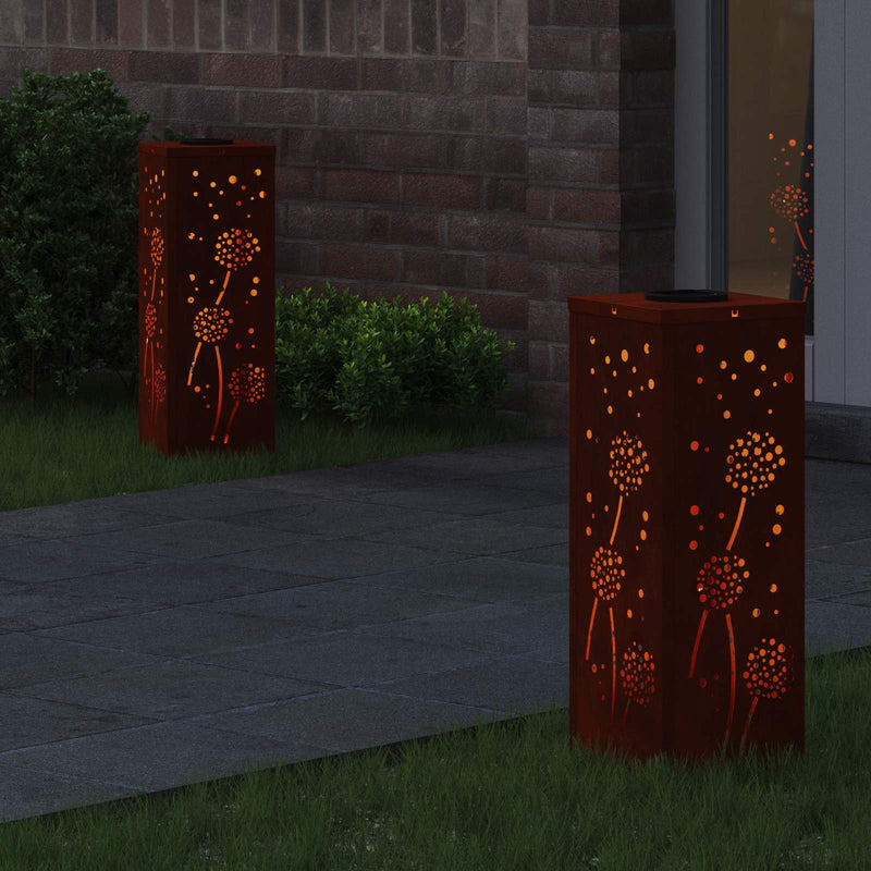 Afbeelding laden in galerijviewer, Vidaxl solar led pad licht 2 pcs roestig cortenstaal
