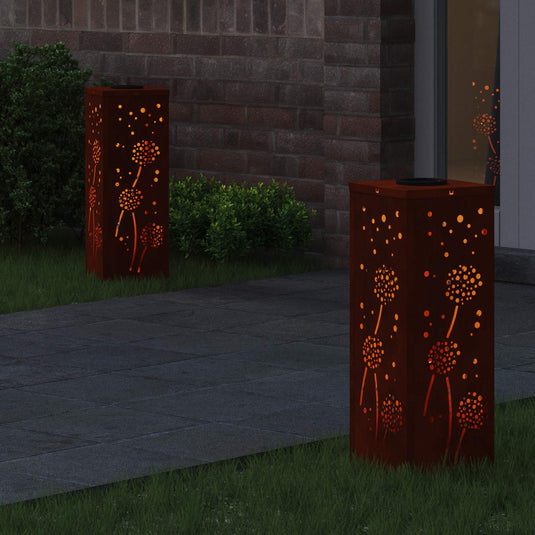 Vidaxl solar led pad licht 2 pcs roestig cortenstaal