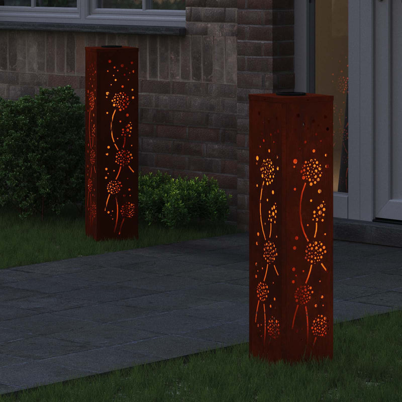 Afbeelding laden in galerijviewer, Vidaxl solar led pad licht 2 pcs roestig cortenstaal
