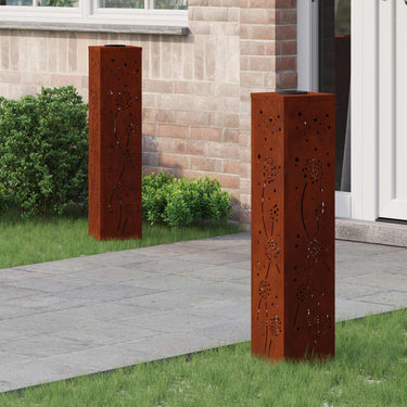 Vidaxl solar led pad licht 2 pcs roestig cortenstaal