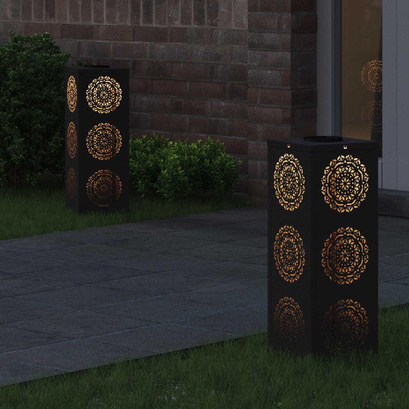 Afbeelding laden in galerijviewer, Vidaxl solar led pad licht 2 pcs zwart koudgewalst staal
