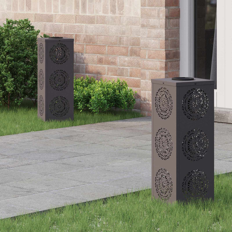 Afbeelding laden in galerijviewer, Vidaxl solar led pad licht 2 pcs zwart koudgewalst staal
