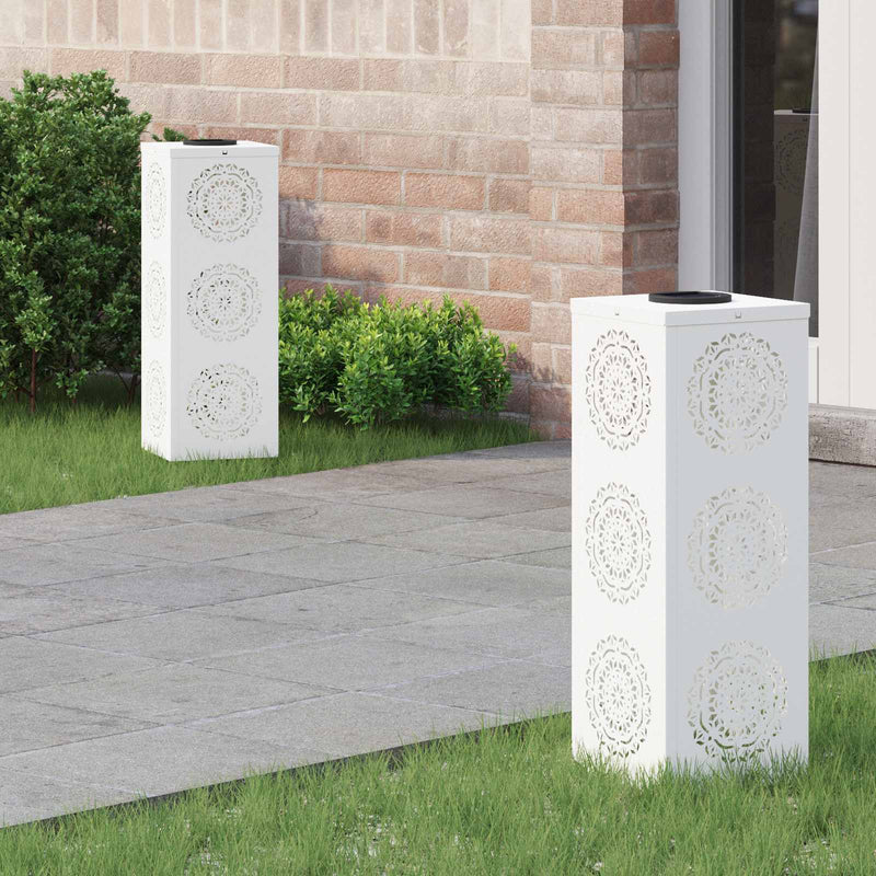 Afbeelding laden in galerijviewer, Vidaxl solar led pad licht 2 pcs wit koudgewalst staal
