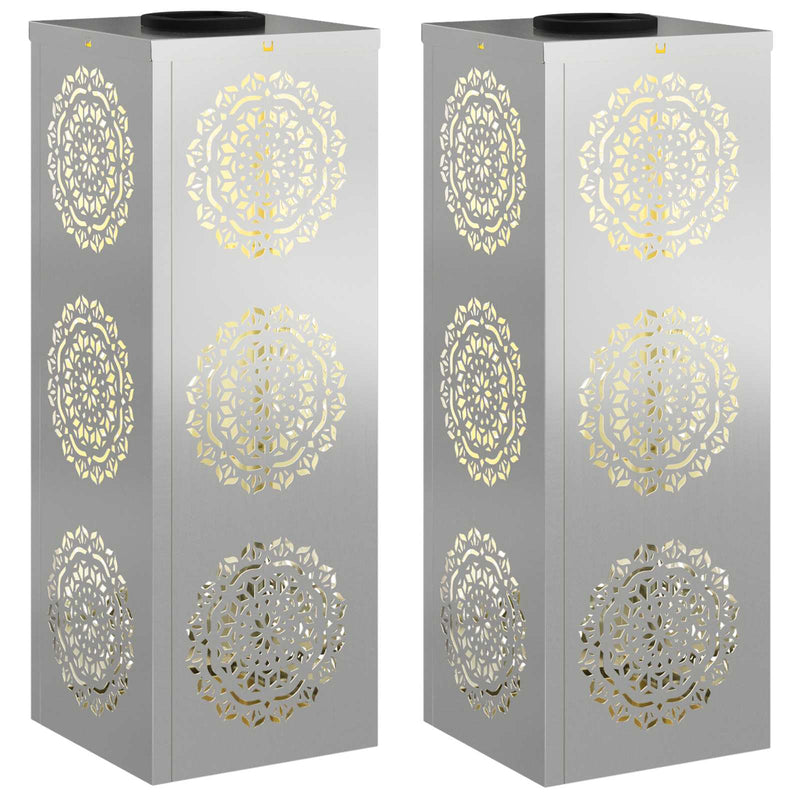 Afbeelding laden in galerijviewer, Vidaxl solar led pad licht 2 pcs zilver gegalvaniseerd staal
