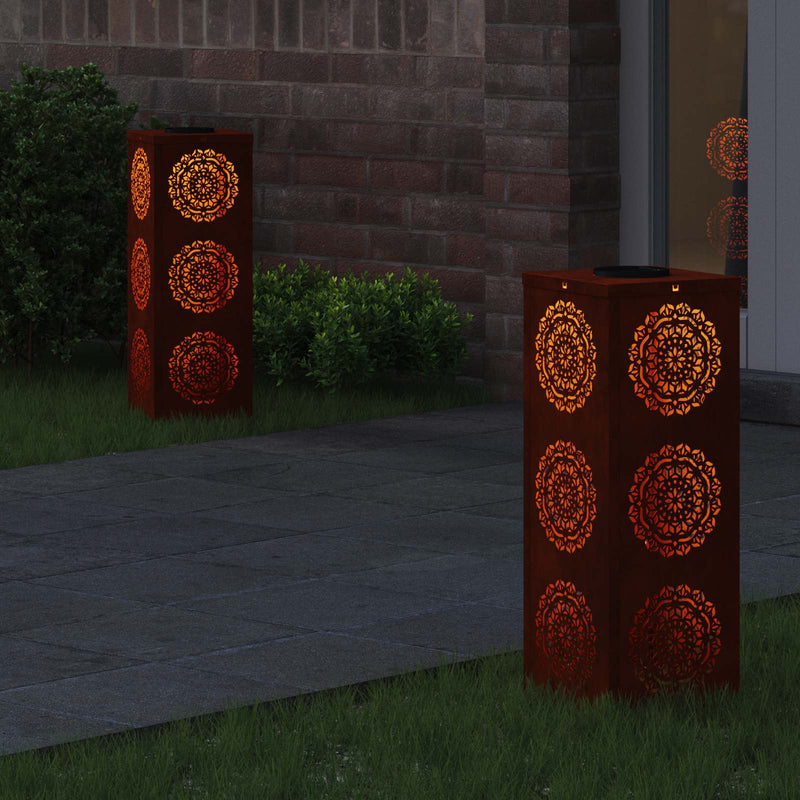 Afbeelding laden in galerijviewer, Vidaxl solar led pad licht 2 pcs roestig cortenstaal
