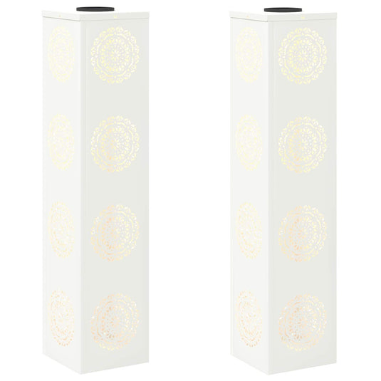 Vidaxl solar led pad licht 2 pcs wit koudgewalst staal