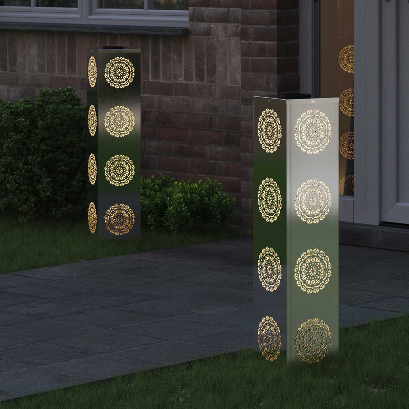 Afbeelding laden in galerijviewer, Vidaxl solar led pad licht 2 st warmwit 18 x 18 x 80 cm
