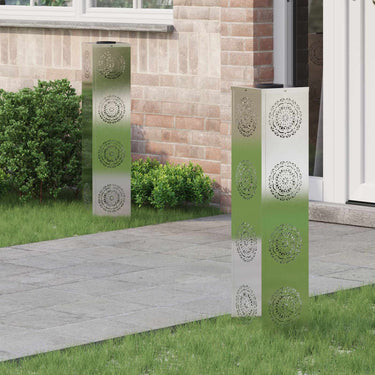 Vidaxl solar led pad licht 2 pcs zilver roestvrij staal