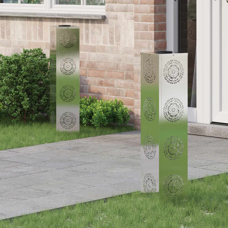 Afbeelding laden in galerijviewer, Vidaxl solar led pad licht 2 st warmwit 18 x 18 x 80 cm
