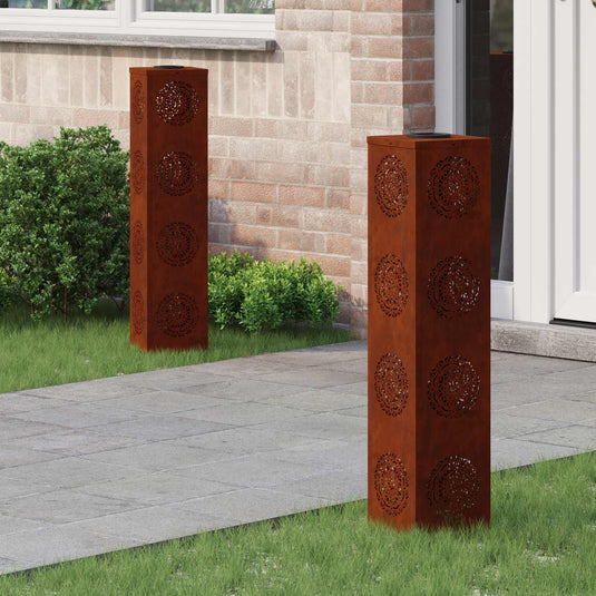 Vidaxl solar led pad licht 2 pcs roestig cortenstaal