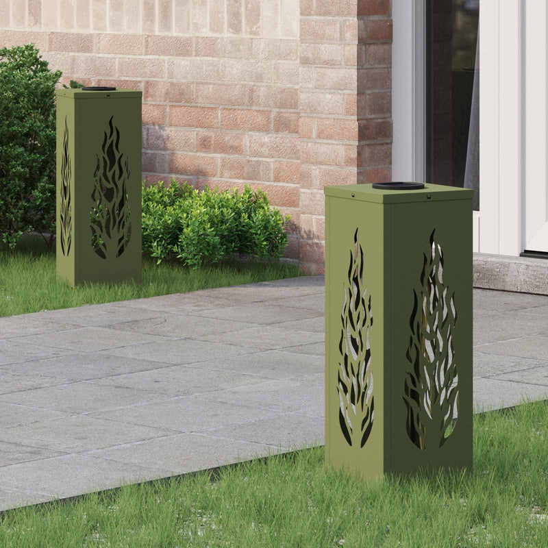 Afbeelding laden in galerijviewer, Vidaxl solar led pad licht 2 pcs olijf groen koudgewalst staal
