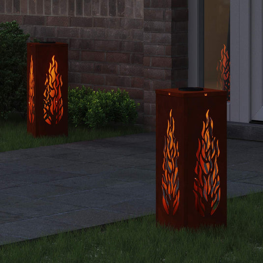 Vidaxl solar led pad licht 2 pcs brons cortenstaal