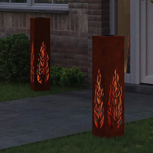 Vidaxl solar led pad licht 2 pcs roestig cortenstaal
