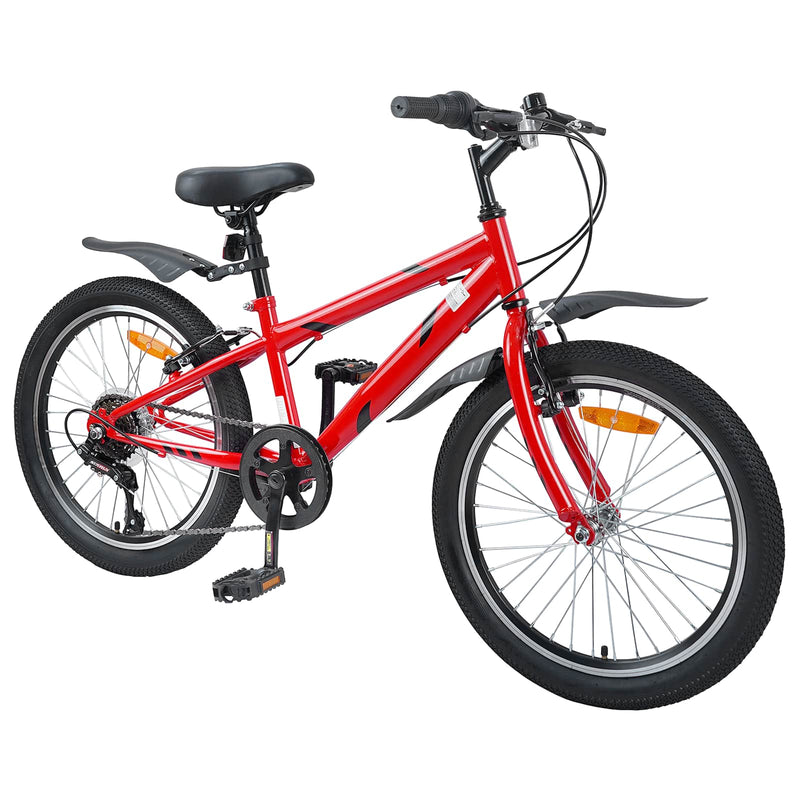 Afbeelding laden in galerijviewer, Vidaxl kinderfiets 24 inch 6-snelheid voor 8-12 jaar oud rood

