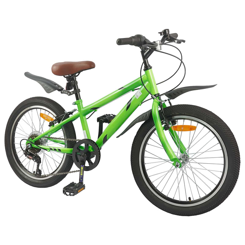 Afbeelding laden in galerijviewer, Vidaxl kinderfiets 24 inch 6-speed voor 8-12 jaar oud groen
