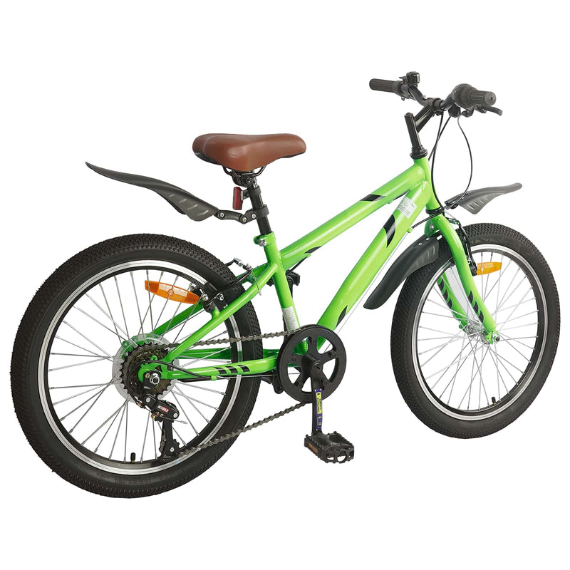 Afbeelding laden in galerijviewer, Vidaxl kinderfiets 24 inch 6-speed voor 8-12 jaar oud groen
