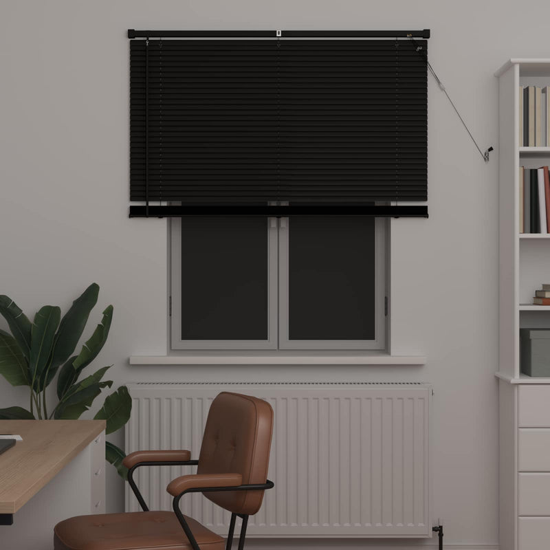 Afbeelding laden in galerijviewer, Vidaxl venetiaanse jaloezie zwart 150 x 110 cm 25 mm pvc
