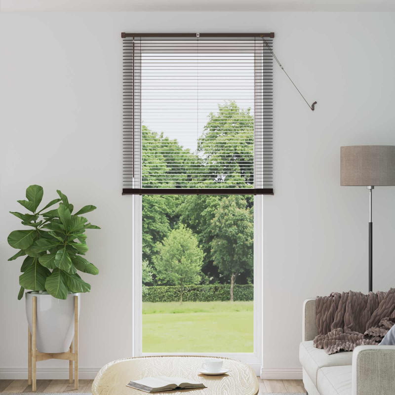 Afbeelding laden in galerijviewer, Vidaxl venetiaanse blind donkerbruin met patroon 213 x 70 cm pvc
