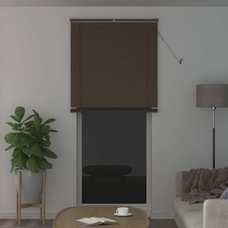 Afbeelding laden in galerijviewer, Vidaxl venetiaanse blind donkerbruin met patroon 213 x 70 cm pvc
