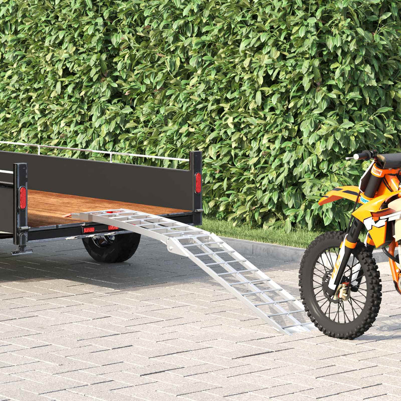 Afbeelding laden in galerijviewer, Vidaxl motorfietshelling zilver 340 kg per stuk aluminium

