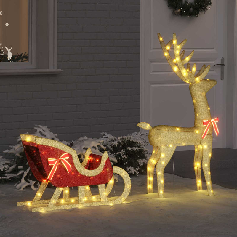 Afbeelding laden in galerijviewer, Vidaxl rendier trek slede loviisa 2 st 200 led's warmwit
