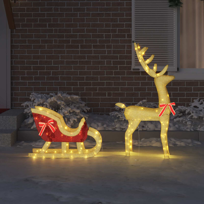 Afbeelding laden in galerijviewer, Vidaxl rendier trek slede loviisa 2 st 200 led's warmwit
