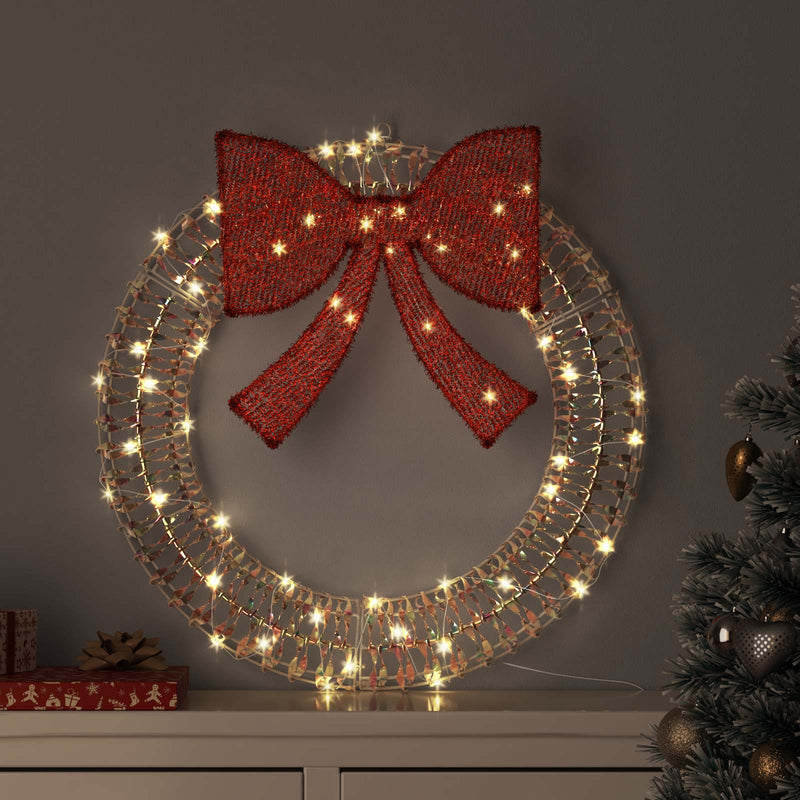 Afbeelding laden in galerijviewer, Vidaxl krans met 60 led warmwit 76 x 76 x 8 cm pet
