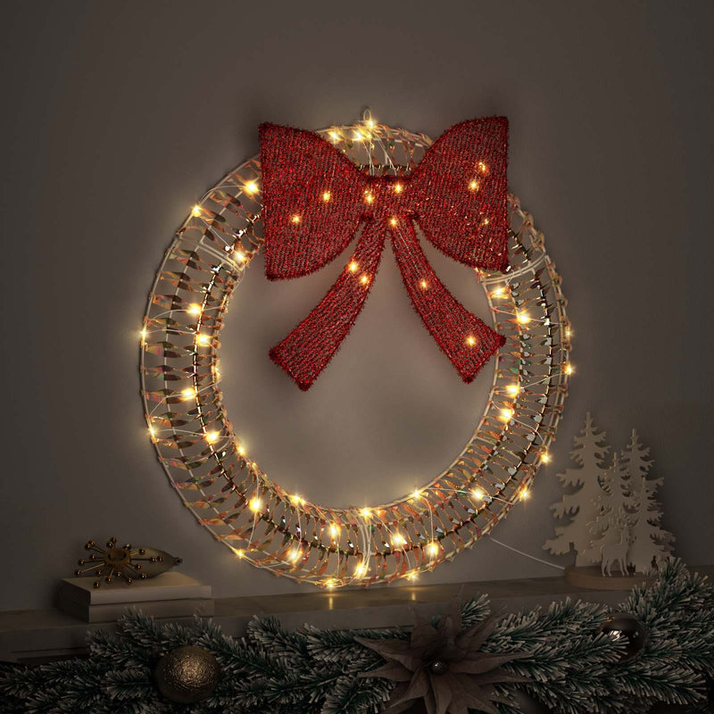Afbeelding laden in galerijviewer, Vidaxl krans met 60 led warmwit 76 x 76 x 8 cm pet

