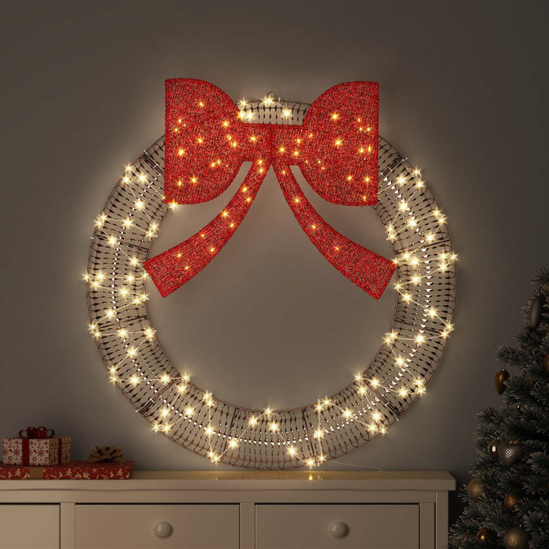 Afbeelding laden in galerijviewer, Vidaxl krans met 80 led warmwit 91 x 91 x 9 cm pet
